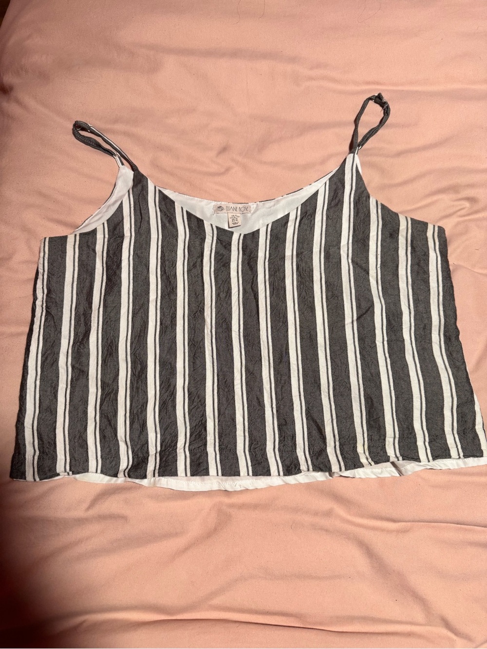 Striped Spaghetti-Strap Camisole - Black & White
